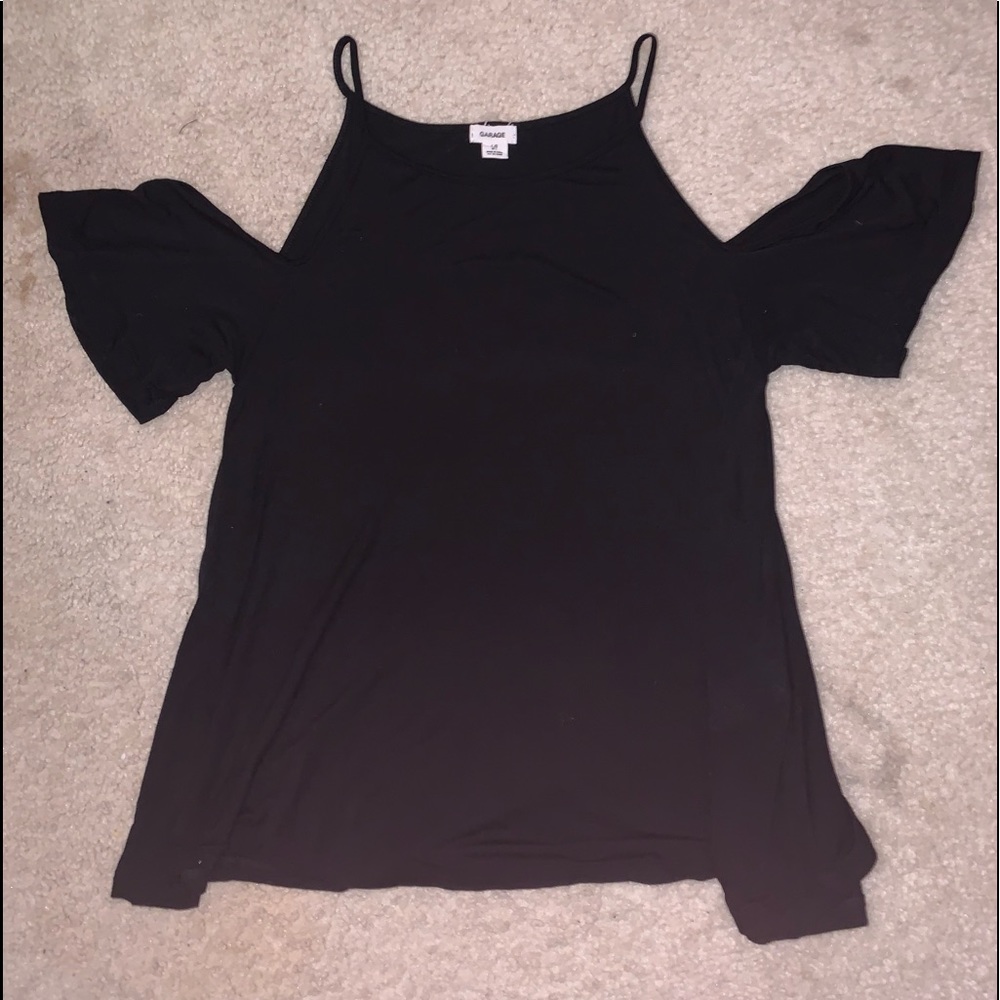 GARAGE off the shoulder high neck flowy tee